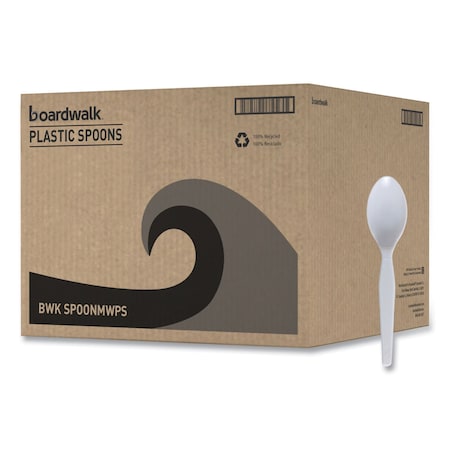 Boardwalk Mediumweight Polystyrene Cutlery, Teaspoon, White, PK1000 BWK SPOONMWPS